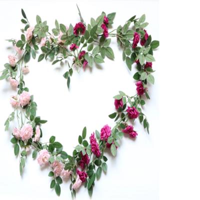 China YO CHO Christmas Home Eco-friendly Rose Vines Decoration Rose Vine Wedding Decoration Flower Garland Decorative Silk Rose Vines for sale