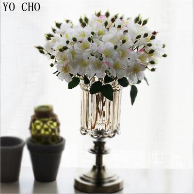 China Eco-Friendly YO CHO Christmas Decor Rose Bouquet Wedding Decoration Cherry Blossom Artificial Silk Flower Home Accessories Flora for sale