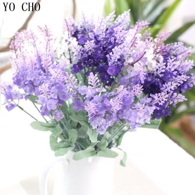 China Eco-friendly Lavender Flowers YO CHO 10 Branches Artificial Lavender Decorative Silk Lavender Flowers For Home Decoration for sale