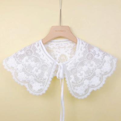 China Fashion High Quality Clothing Accessories Elegant Women Girls Embroidered Flower Designs Detachable Lace Shawl Faux Fake Collar for sale