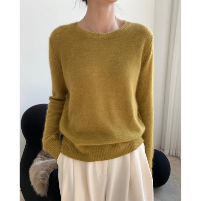 China Fashion Girl Ready Made Anti-pilling Long Sleeve Round Neck Plain Sweater Jumper Women Loose Plus Size Bottoming Sweater Tops for sale