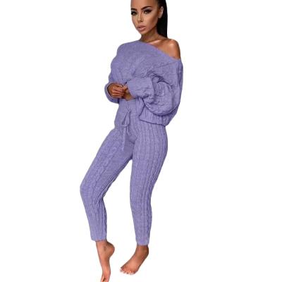 China two piece top and Anti-wrinkle pants knit sweater long sleeve knit sweater custom knit sweater women for sale