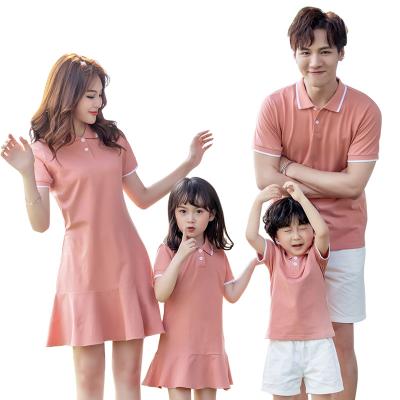 China 2021 QUICK DRY matching clothes summer family outfits mother and daughter dress father and son shirt infant romper for sale