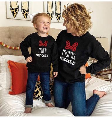 China High Quality Matching Outfits Mommy and Me Family Clothing Soft Custom Sweatshirt Unisex Emboss Cotton Vintage Crewneck Hoodies for sale