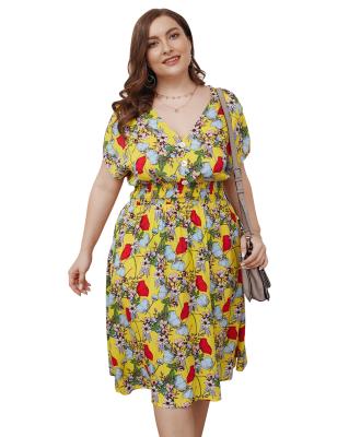 China Hot Sales Anti-Static Plus Size Women Print Dresses Girl Fashion Casual Elegant Maxi Apparel Style for sale