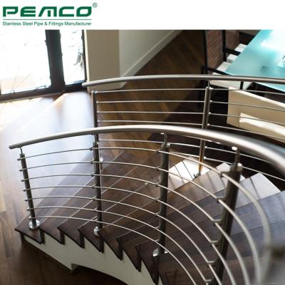 China Best Modern Indoor Round Tube Railing Design Staircase Fencing Stainless Steel Tube Pipe Railing for sale