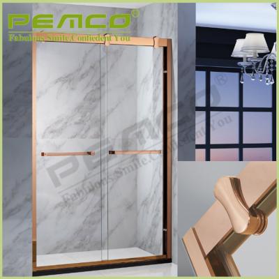 China Newly Design Frameless Wheel 304 Stainless Steel Sliding Glass Frameless Shower Screen for sale