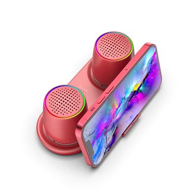 China Usb Led Mini BT Speaker With Phone Holder Lightweight Handsfree Wireless Portable Speaker for sale