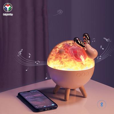 China Modern USB Bluetooth Eternal Life Flower Lamp Night Lamp USB Rechargeable Stereo LED Deer Lamp Bedroom With Sleep Lamp Girl Gift for sale