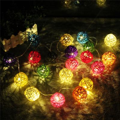 China Light Battery Operated LED String Lamp Rattan Ball Ball with Remote Control and String Lamp Christmas Timer Indoor Fairy Lamp for sale