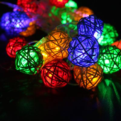 China String Light 2m Led 10 Warm White Led Rattan Ball String Lights Christmas Tree Lights Garden Wedding Party Holiday Decoration for sale