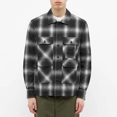 China Custom Logo 100%Cotton Plaid Anti-pilling Plain Long Sleeve Wholesale Casual Shirts Service Men's OEM Streetwear FLANNEL UNISEX for sale