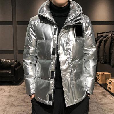 China 2021 custom men's stripper coat shiny winter Anti-wrinkle nylon quilted thick duck down jacket waterproof Dongguan China factorybowback clothing for sale