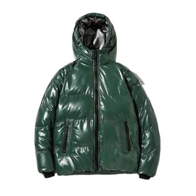 China Winter Jackets Men's Hood Polyester Padded Jacket Coat Self Zipper-up Striper Jacket Mens Shiny Hooded QUICK DRY for sale