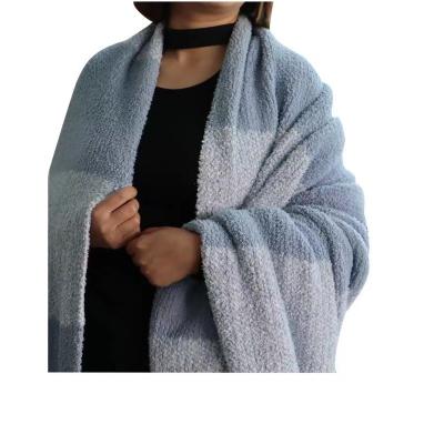 China 2022 Folded Xingheng 100% Polyester Warm Fuzzy Blankets And Throws For Sofa Custom Full Size With Stripe for sale