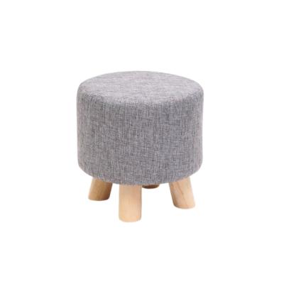 China Living Room Stool Canvas Cover Foot Rest Kids Ottoman Convertible Wooden Ottoman Stool for sale