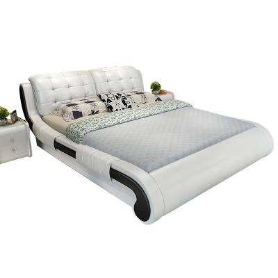 China Quality Convertible Super Fancy Soft Leather Bed For Bedroom Dorm White Customized Style Modern Hotel Furniture Bedroom Beds for sale