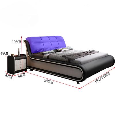 China Quality Convertible Super Fancy Soft Leather Soft Bed For Double Room Dorm Wooden Black Customized Style Modern Hotel Furniture Bedroom Beds for sale