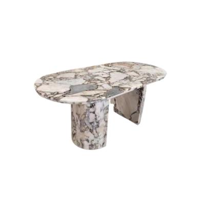 China Factory Price Convertible High End Oval Italian Elephant Furniture Stone Tables White Marble Luxury Dining Tables for sale