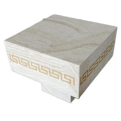 China Fashionable Classic Corner Travertine Marble Side Table Design White Table for sale