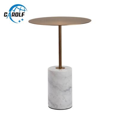 China Simple Luxury Round Solid Marble Side Corner Tables For Living Room for sale