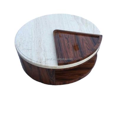 China Convertible Travertine Table Top Round Small Sofa Corner Side Table for sale