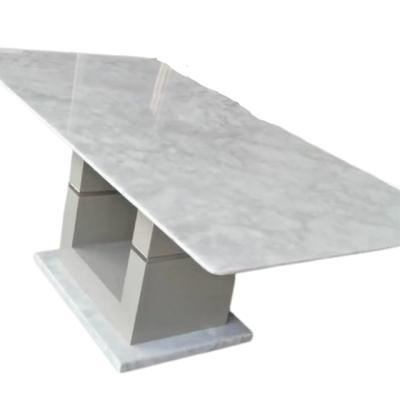 China Convertible Gray Natural Marble Wood Base 2 Seats Dining Desk for sale