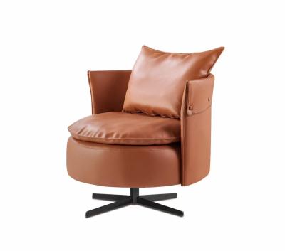 China Art Light Luxury Home Club Living Room Reception Negotiation Fashion Guest Leather Chair Single Sofa Convertible Leisure Round Chair for sale