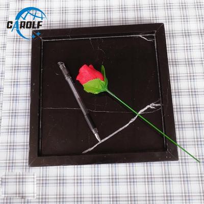 China Home Restaurant Natural Luxury Custom Stone Square Black Marble Hotel Restaurant Serving Tray For Bath Room for sale