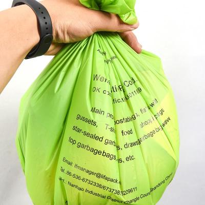 China BIODEGRADABLE Eco Friendly Compostable Packaging 100% Cornstarch Shopping T-Shirt Biodegradable Bags For Carry Out for sale