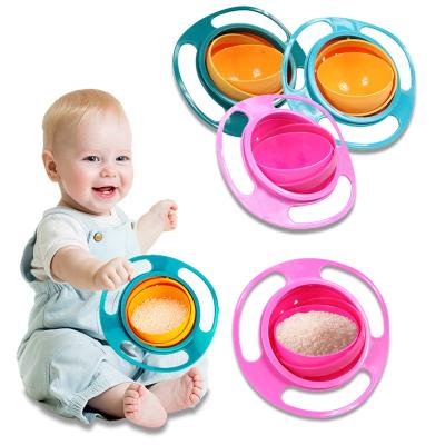 China BPA Free Baby Balance Bowl Handy Design Universal Children's Rotating Balance Novelty 360 Rotate Puddle-Proof Solid Feeding Dishes for sale