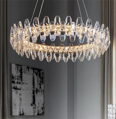 China Hot Selling Easy Installation Led Gold Crystal Chandelier Luxury Pendant Lamps Ring Ceiling Light Hanging Chandelier for Home Office for sale