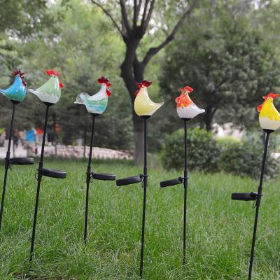 China Classic Solar Powered Outdoor Lamp Landscape Lamp Garden LED Lawn Murano Glass Bird for Garden Yard Decoration for sale