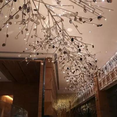 China Large modern luxury indoor ceiling hanging three stainless steel chandeliers and lamp hotels for sale