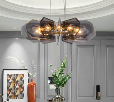 China Modern simple black crystal lamps creative personality pendant light dining room bedroom chandeliers and living room lamps for sale