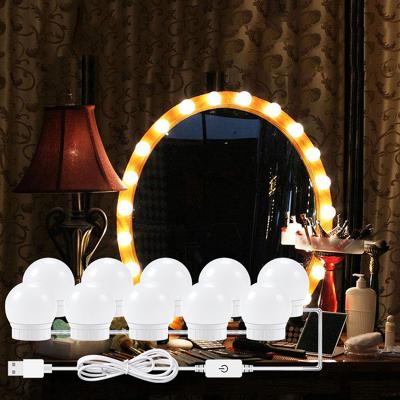 China Modern LED Makeup Mirror Bulb Stepless Dimmable Wall Lamp 12V Hollywood 2 to 10 Bulbs Kit for Dressing Table Vanity Lights for sale