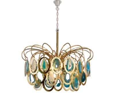 China Modern Wholesale Mail Modern Agate Green Peacock Chandelier Living Room Bedroom Lighting Art Decor Pendant Lamp for sale