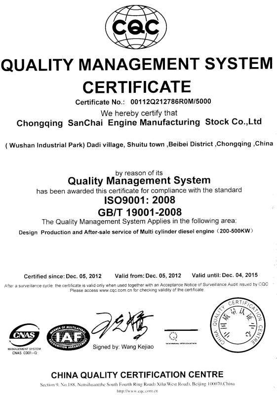 CHINA QUALITY CERTIFICATION CENTRE - Chongqing SAC Power Group Co.,Ltd.