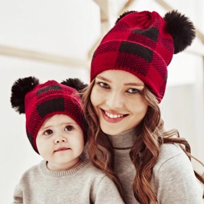 China breathable & YANGTONG High Quality Acrylic Lattice Baby Beanie Winter Hats Waterproof Christmas Style Kids Hats For Mom And Baby 2021 for sale