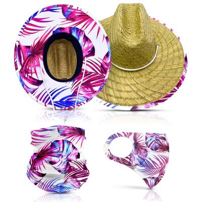 China Hot Sale High Quality 2021 Summer Lifeguard Straw Hat Summer Wide Brim Custom Logo Cloth Digital Printing Lifeguard for sale