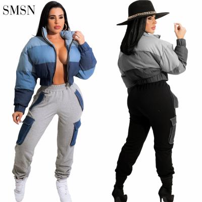 China Casual Women's Gradient Cotton Jacket Winter Anti-Shrink Splicing Women's Bubble Coated Jackets For Ladies for sale