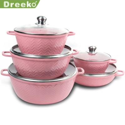 China 2021 Sustainable New Launch 10pcs Die Cast Aluminum Nonstick Stock Pot With Lids Casserole Sets for sale