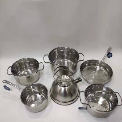 China Sustainable hot sale in super stock 12pcs capsule bottom stainless steel cookware set for sale