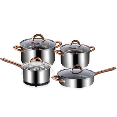 China Sustainable 9pcs 304 Stainless Steel Nonstick Frying Pan Cooking Pot Cookware Set For Kitchen for sale