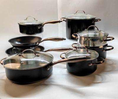 China Durable Stainless Steel 304 PVD Copper Induction Handle Nonstick Cookware Sets 13pcs for sale