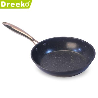 China 304 stainless steel pvd copper handle durable marble non-stick coating frying pan 24cm for sale