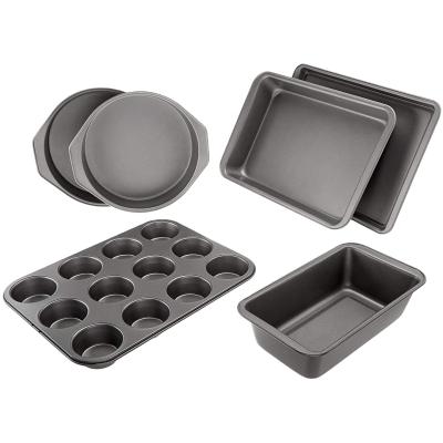 China Sustainable Hot Selling Oven Bakeware Baking Cake Pans Carbon Steel 6pcs Non-Stick Set From Amazon for sale