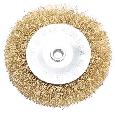 China Trade Assurance Wire Brush Suppliers 100mm Cleaning Industrial Polishing Circular Brass Wire Brush for sale