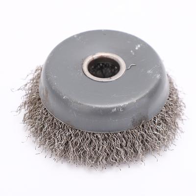 China Amazon Success 125mm POLISHING 201 Stainless Steel Brushes 4.92IN Round Cup Metal Wire Brush for sale