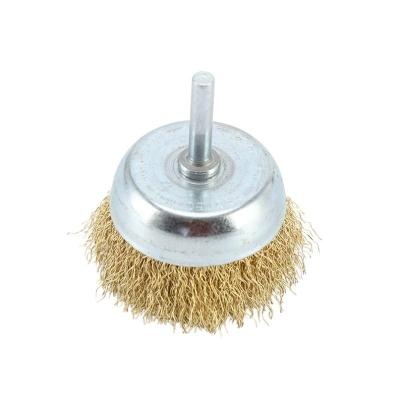 China New 6MM Spindle POLISHING Tensile Cleaning Steel Wire Brush 100MM Circular Wire Brush for Grinder for sale